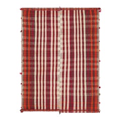 Vintage Jajim Qashqai Persian Kilim with Red, Ivory & Pink Stripes - Rug & Kilim