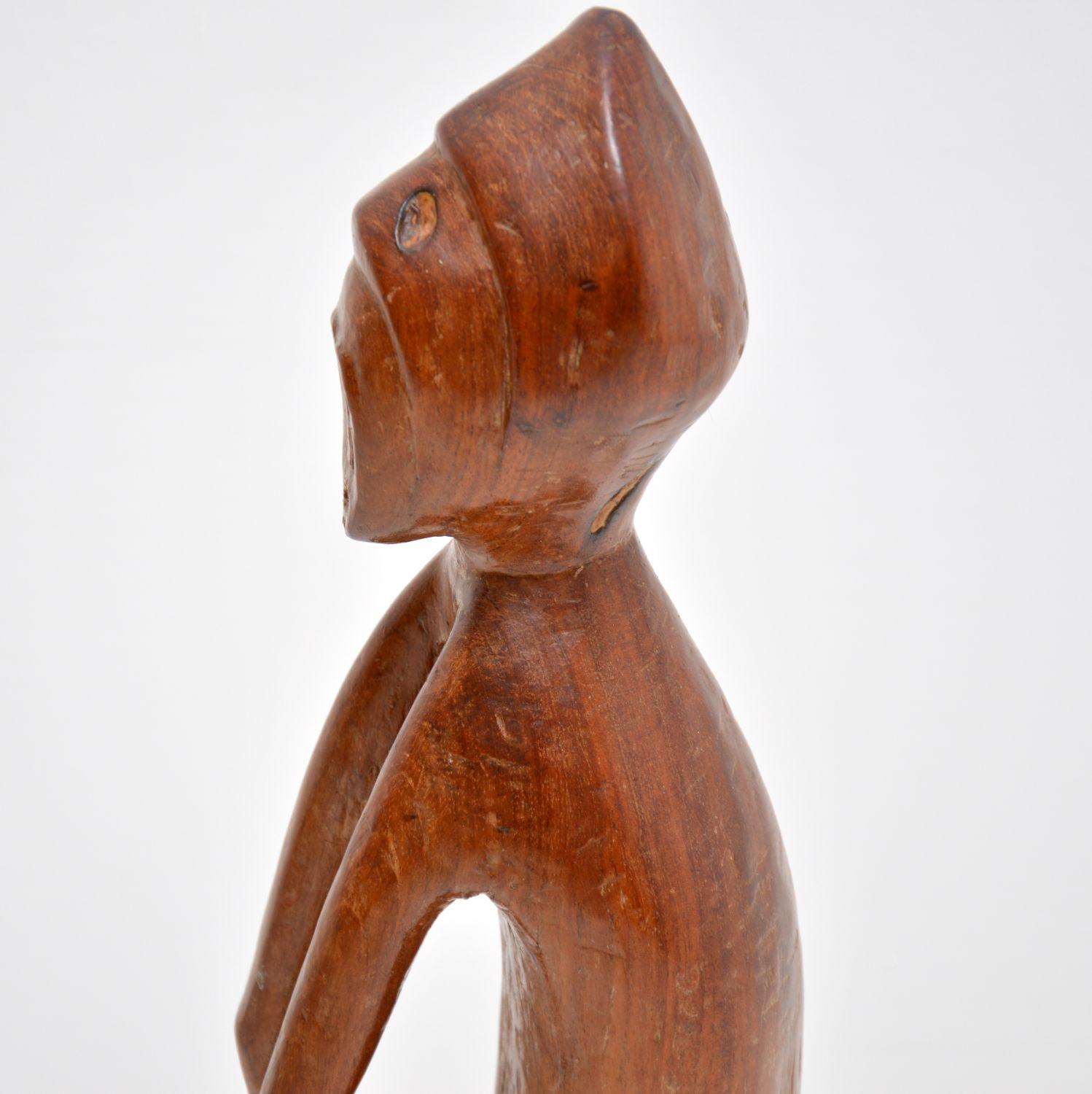 Vintage Jamaican Carved Walnut Sculpture by K. Tekroade For Sale 1