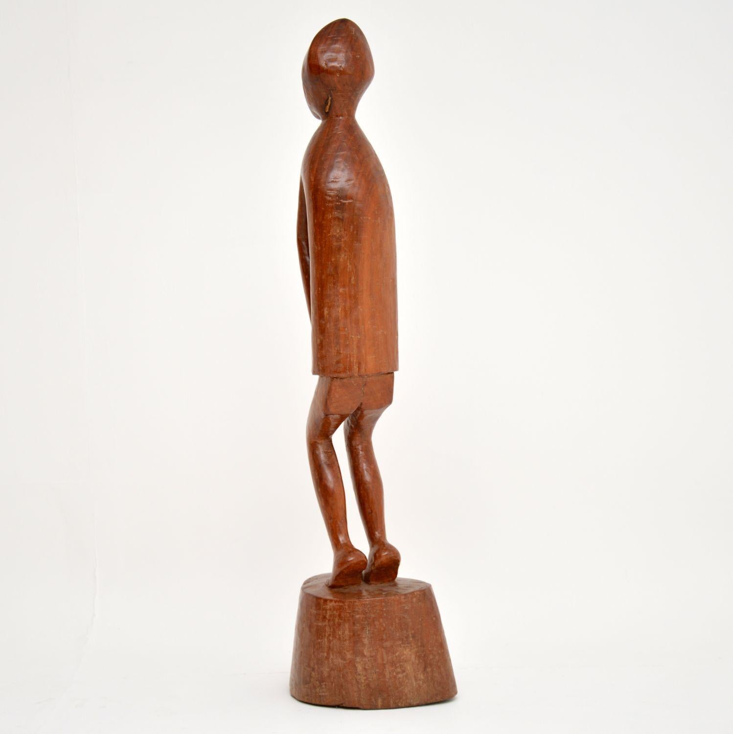 Vintage Jamaican Carved Walnut Sculpture by K. Tekroade For Sale 3