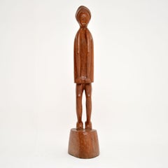 Vintage Jamaican Carved Walnut Sculpture by K. Tekroade