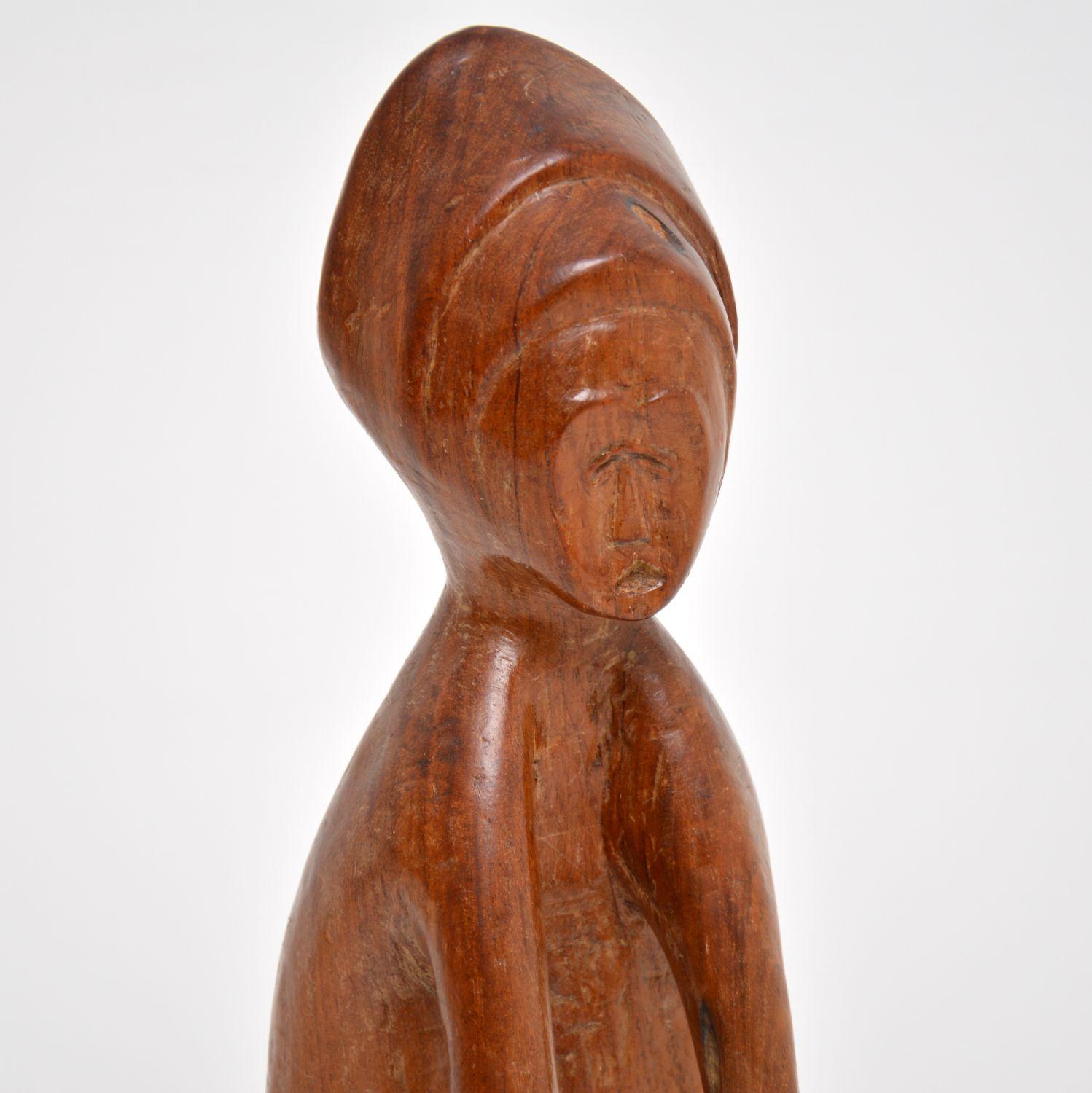 Mid-Century Modern Vintage Jamaican Carved Walnut Sculpture by K. Tekroade For Sale