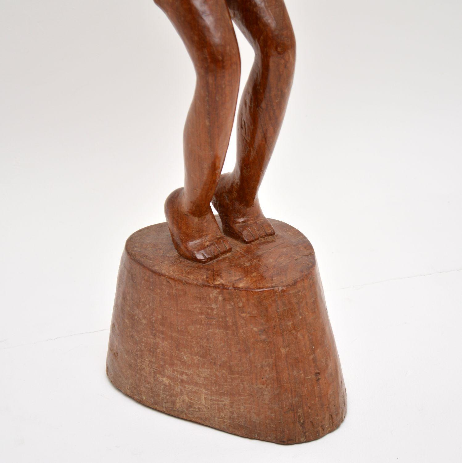 20th Century Vintage Jamaican Carved Walnut Sculpture by K. Tekroade For Sale