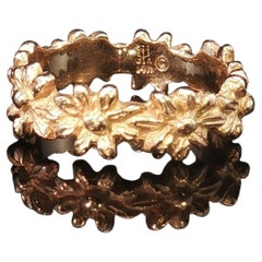 Vintage James Avery 14K Yellow Gold Floral Band Ring Comfort Fit Size 5.75