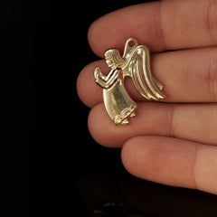 Vintage James Avery 14K Yellow Gold Praying Angel Charm Pendant Retired 5.0g 1''
