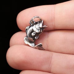 Vintage James Avery Bass Fish Charm Sterling Silver 925 Pendant Retired 3D