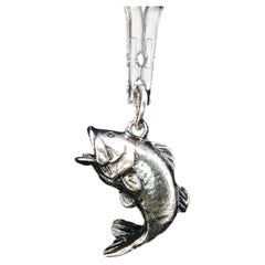 Vintage James Avery Bass Fish Charm Sterling Silver 925 Pendant Retired 3D