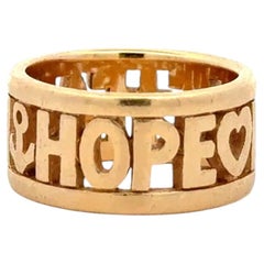 Vintage James Avery FAITH HOPE LOVE Gold Designer Band Ring Estate Fine Jewelry