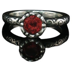 Vintage-Ring von James Avery mit Granat, Sterlingsilber, Größe 4,5, geschwungenes Band, 925, nicht mehr erhältlich