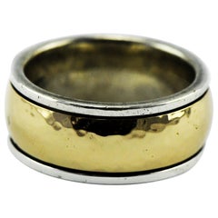 Vintage James Avery Hammered 14k Gold and Sterling Bimetal Men's Ring 17.7 Grams