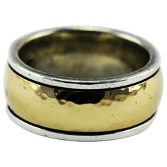 Used James Avery Hammered 14k Gold and Sterling Bimetal Men's Ring 17.7 Grams