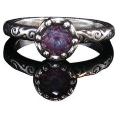 Anello vintage James Avery con topazio Mystic e fascia in argento sterling con finitura milgrain, misura 4,75