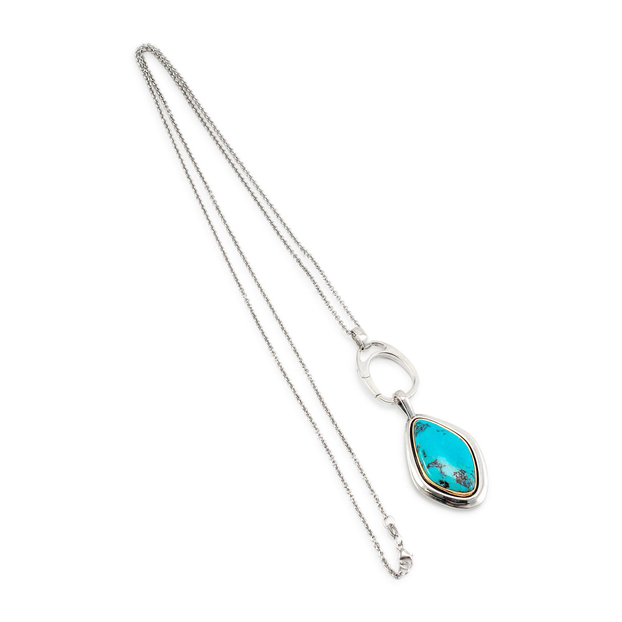 Marke: James Avery

Geschlecht: Damen

Metall Typ: 925 Silber

Länge: 30,00 Zoll 

Abmessungen des Anhängers: 2,00 Zoll x 1,50 Zoll

Gewicht: 32,97 Gramm

Türkisfarbene Halskette aus poliertem Silber für Damen. Das Metall wurde getestet und als 925