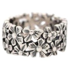 Vintage James Avery Retired Silver Floral Band Ring 4.9 Grams
