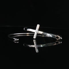 Vintage James Avery Sterling Silver Cross Hook Bangle Bracelet 925 Faith