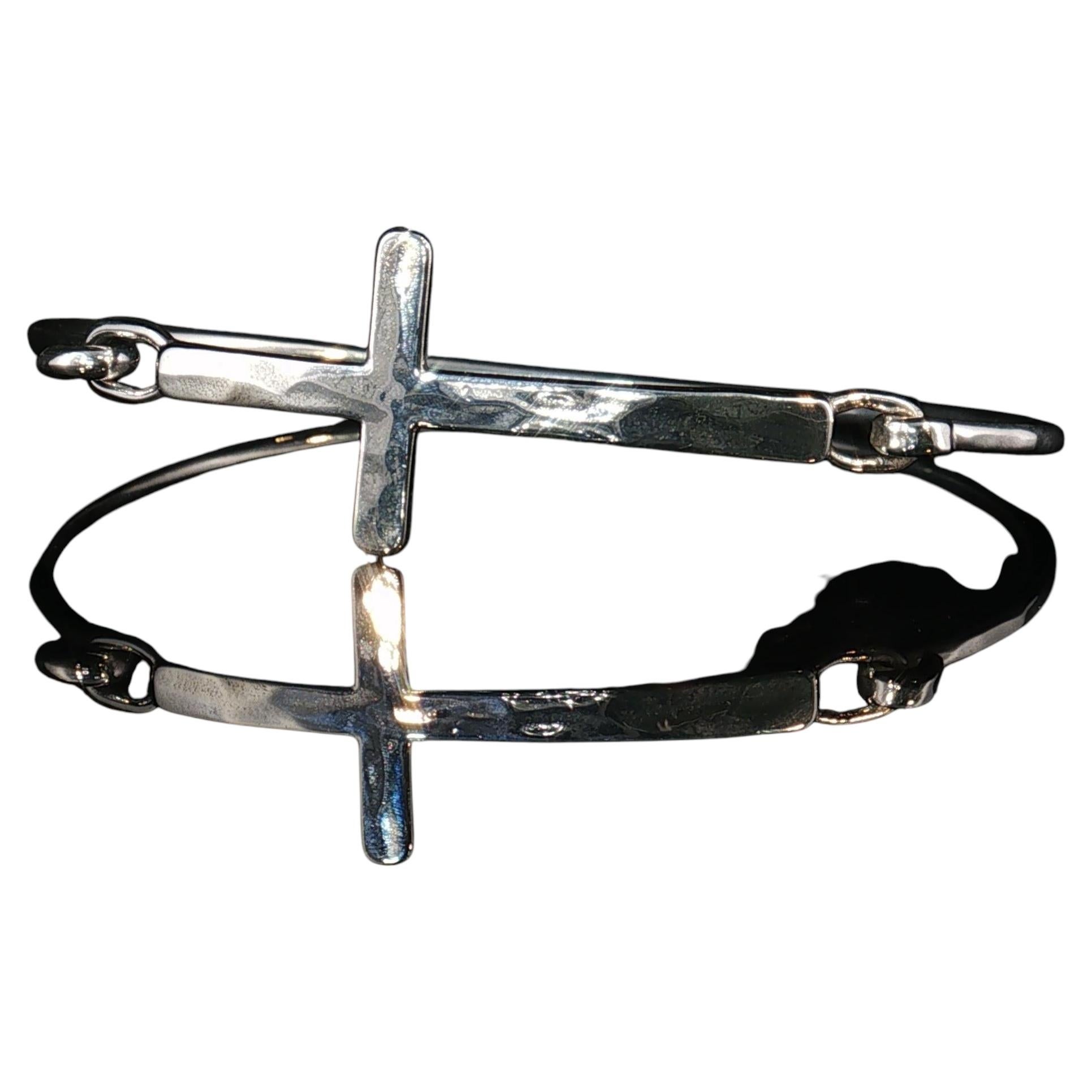 Vintage James Avery Sterling Silver Cross Hook Bangle Bracelet 925 Faith