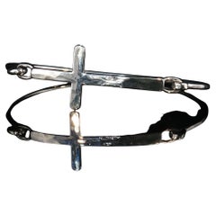 Vintage James Avery Sterling Silver Cross Hook Bangle Bracelet 925 Faith