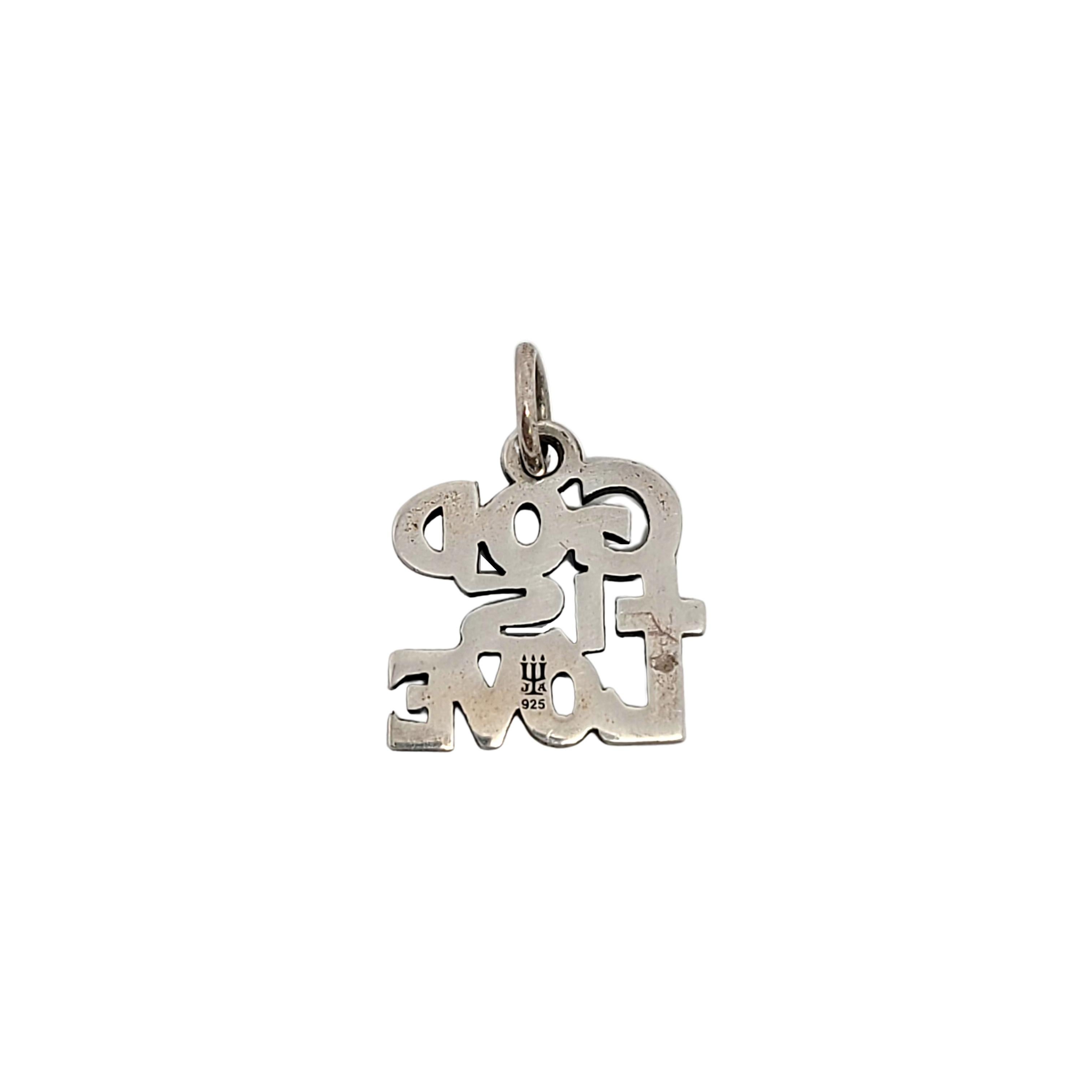 James Avery sterling silver God Is Love charm/pendant.

Beautiful openwork charm that says :God is Love