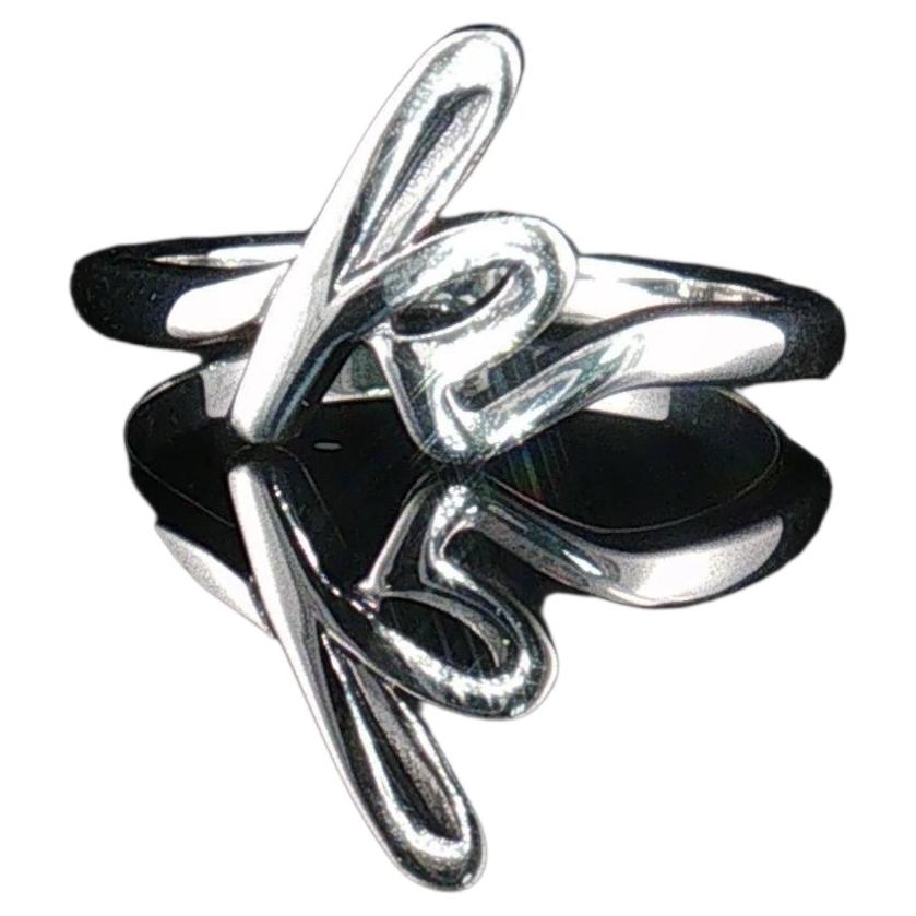Anillo vintage de James Avery con iniciales en letra cursiva, de plata de ley 925, talla 6,25. Descatalogado