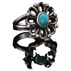 Vintage James Avery Turquoise Flower Ring Sterling Silver 925 Sz 7.5 Retired