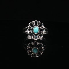 Vintage-Ring von James Avery mit türkisfarbener Blume, 925er Sterlingsilber, Größe 9, nicht mehr erhältlich, 7,6 g