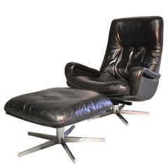 Vintage James Bond de Sede S231 Swivel Lounge Armchair and ottoman, 1960`s