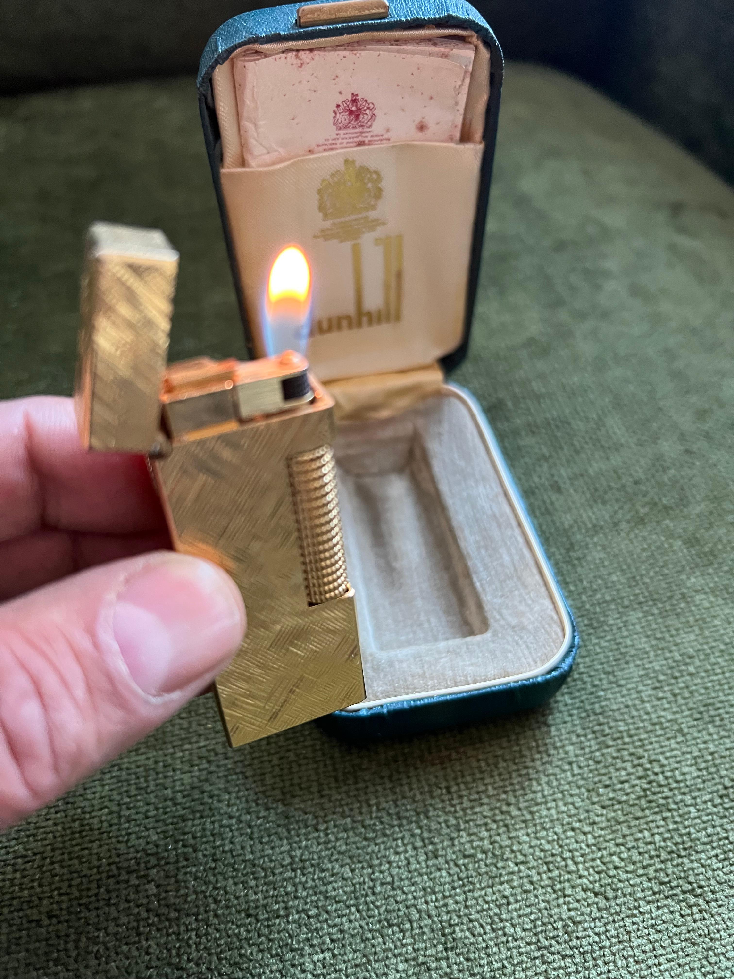 Vintage “ James Bond” Dunhill Gold Plated Lighter Original Sky Case, Circa 1970 5