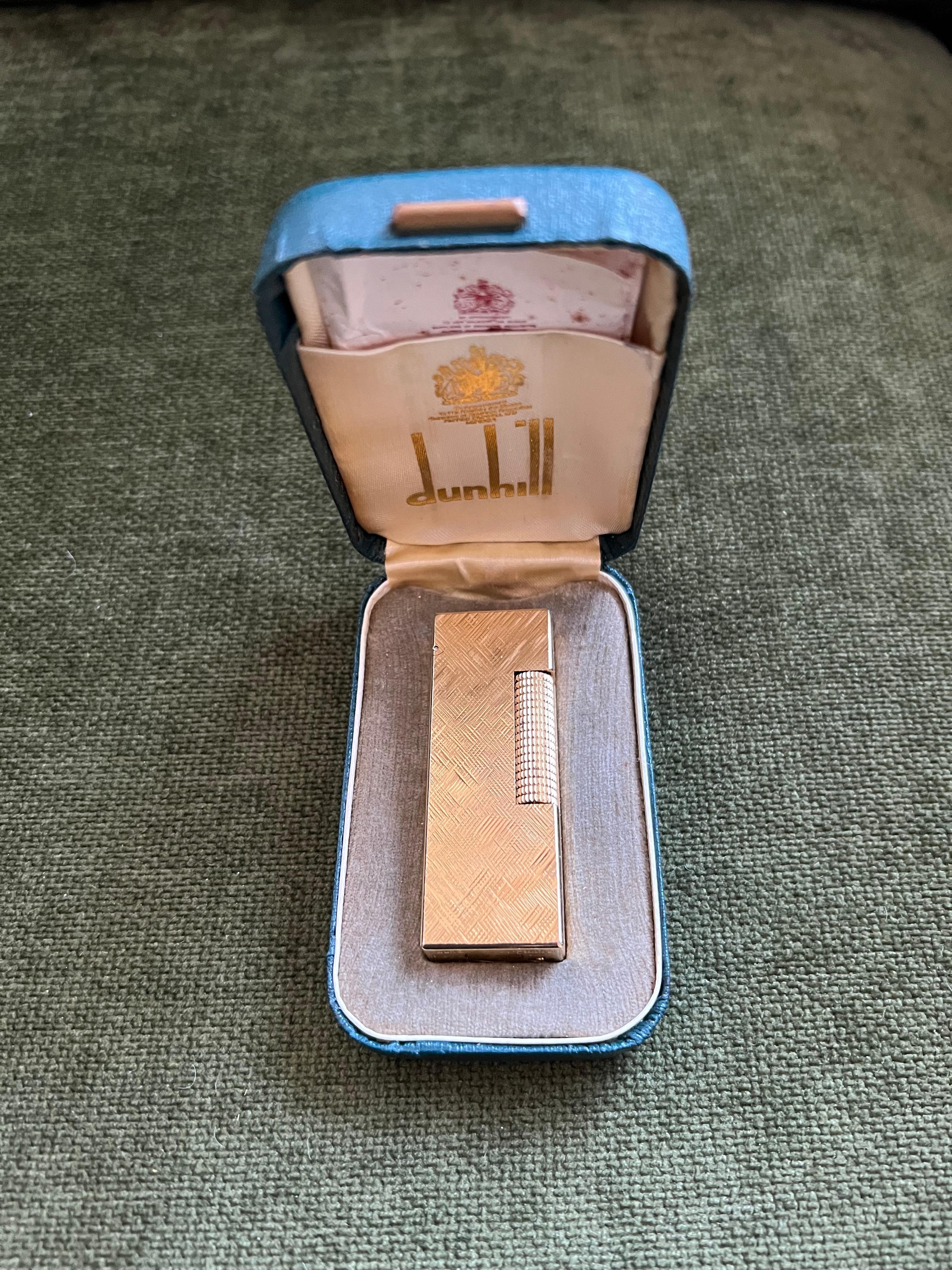 Vintage “ James Bond” Dunhill Gold Plated Lighter Original Sky Case, Circa 1970 6