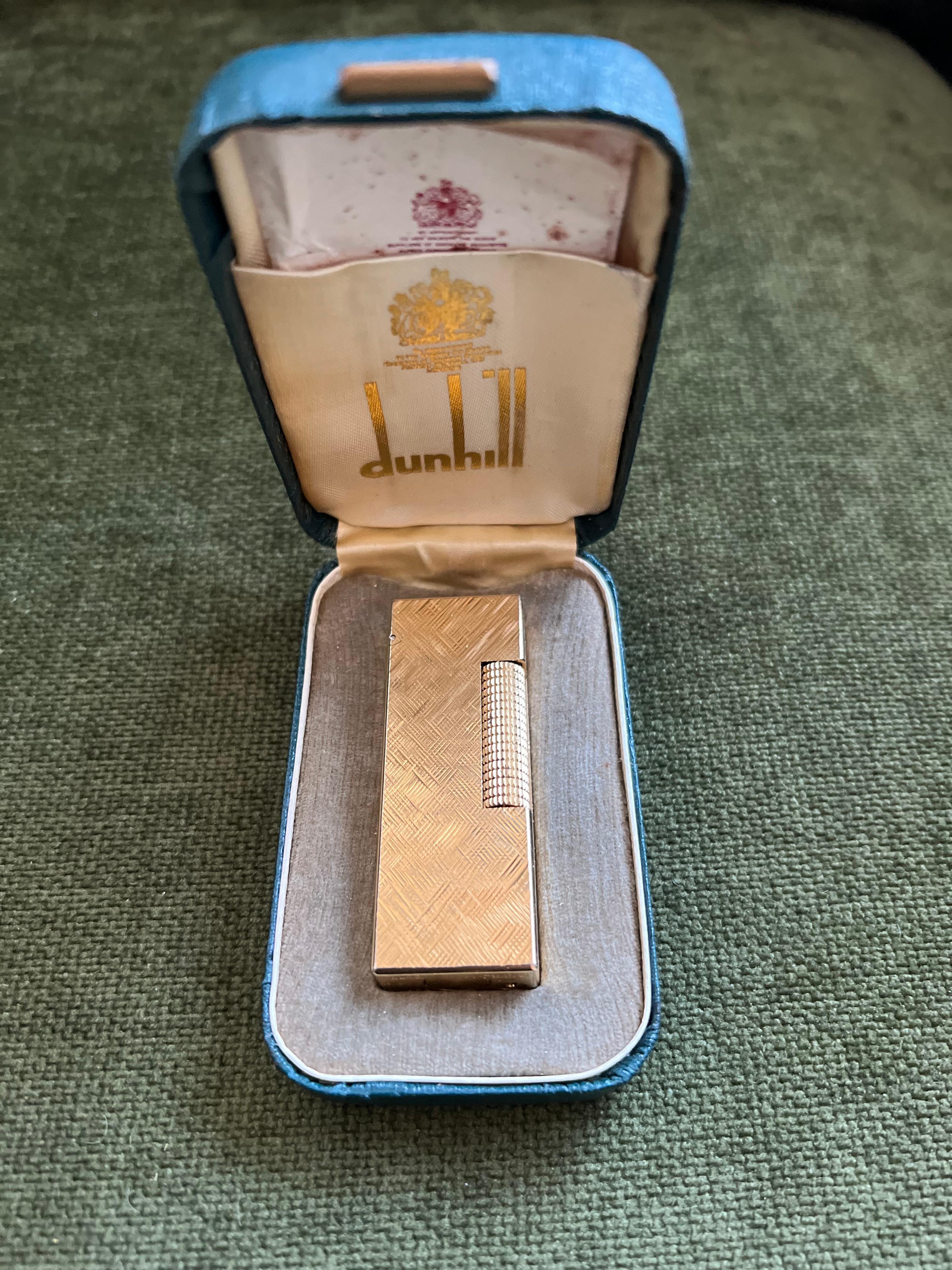 Vintage “ James Bond” Dunhill Gold Plated Lighter Original Sky Case, Circa 1970 7