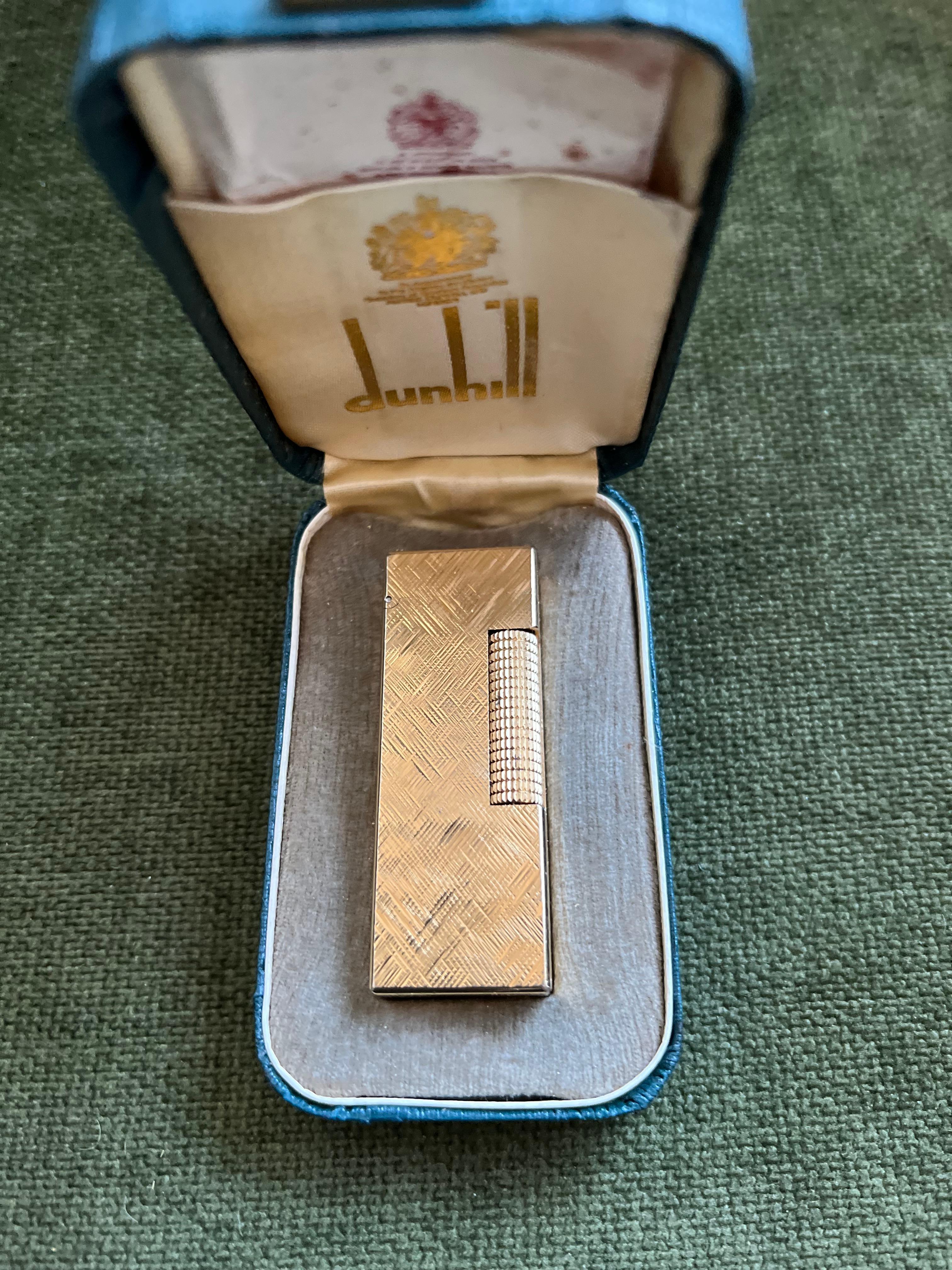 Vintage “ James Bond” Dunhill Gold Plated Lighter Original Sky Case, Circa 1970 8