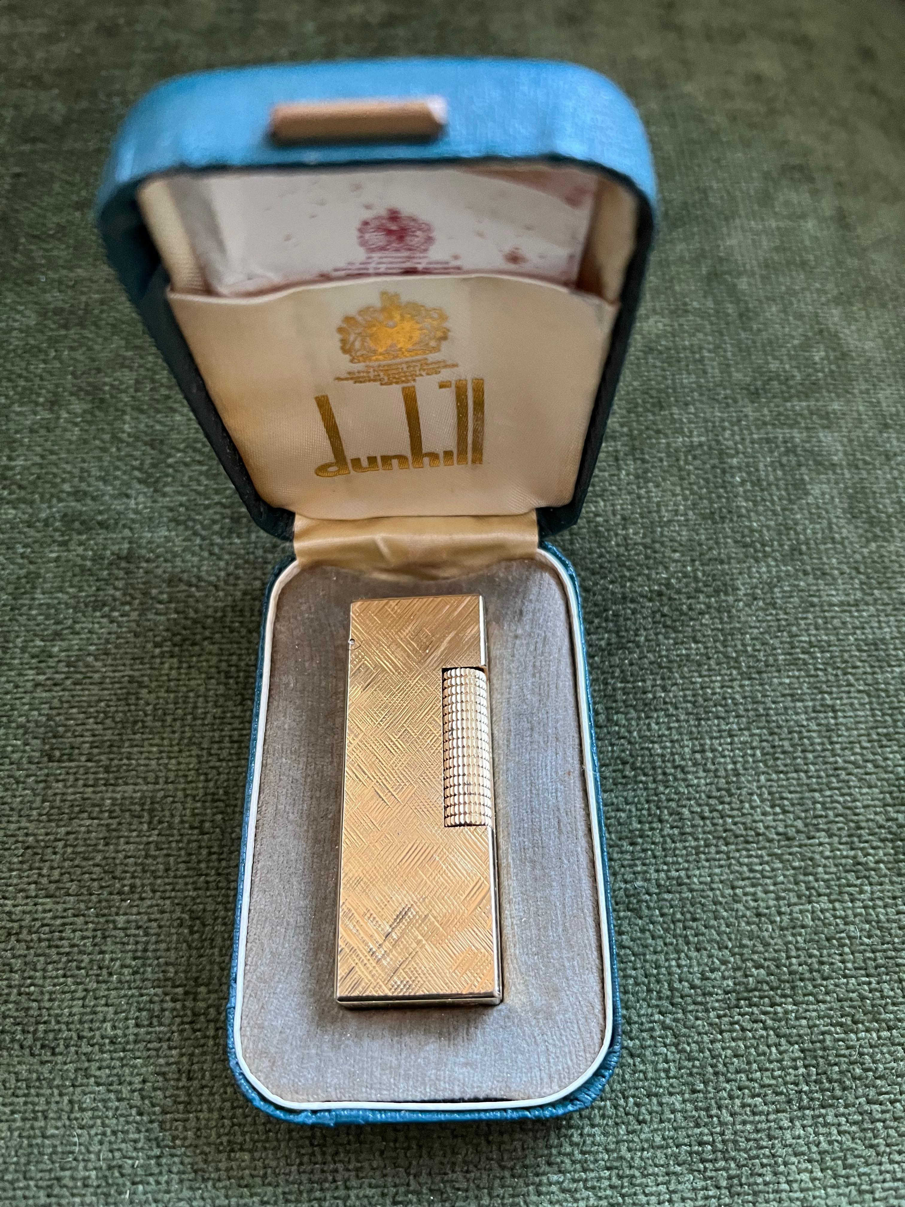 Vintage “ James Bond” Dunhill Gold Plated Lighter Original Sky Case, Circa 1970 9