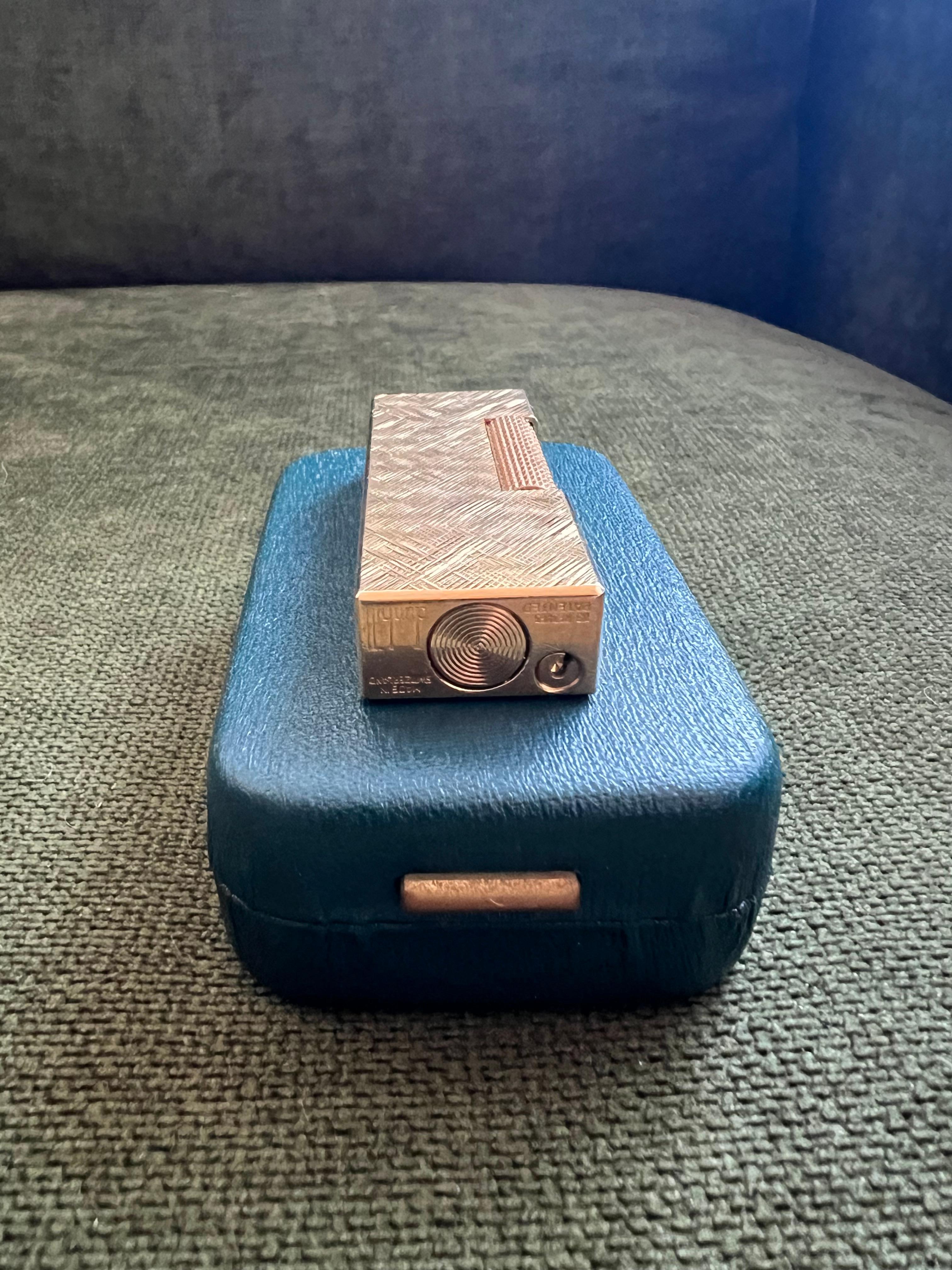 Women's or Men's Vintage “ James Bond” Dunhill Gold Plated Lighter Original Sky Case, Circa 1970