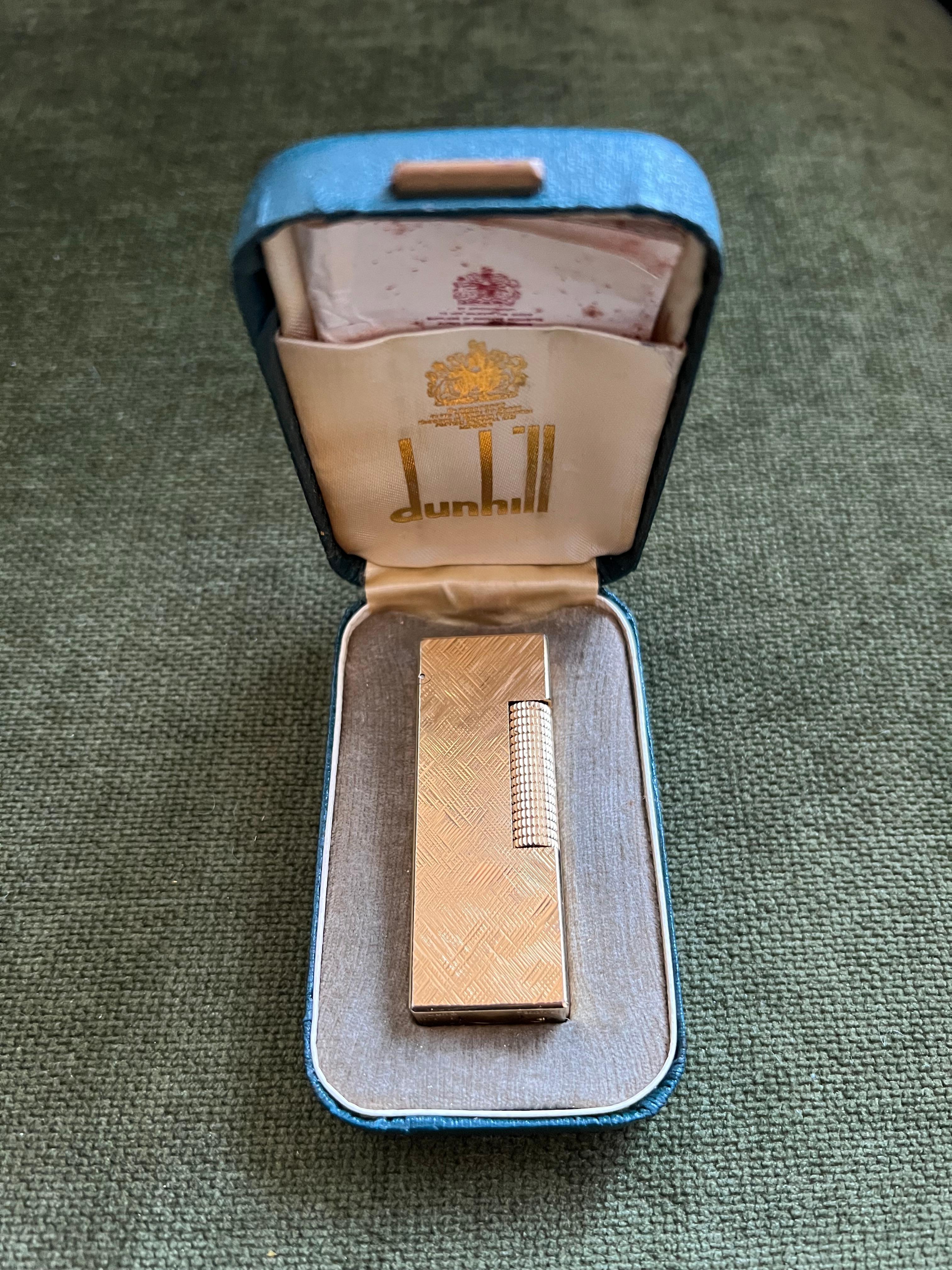 Vintage “ James Bond” Dunhill Gold Plated Lighter Original Sky Case, Circa 1970 4
