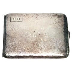 Antique James E Blake Co Sterling Silver Hammered Cigarette Case Monogram HB