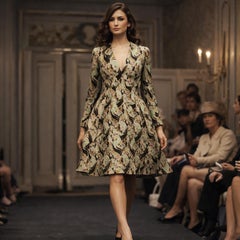 Vintage James Galanos Brocade Coat Dress in Green Lavender 1960s