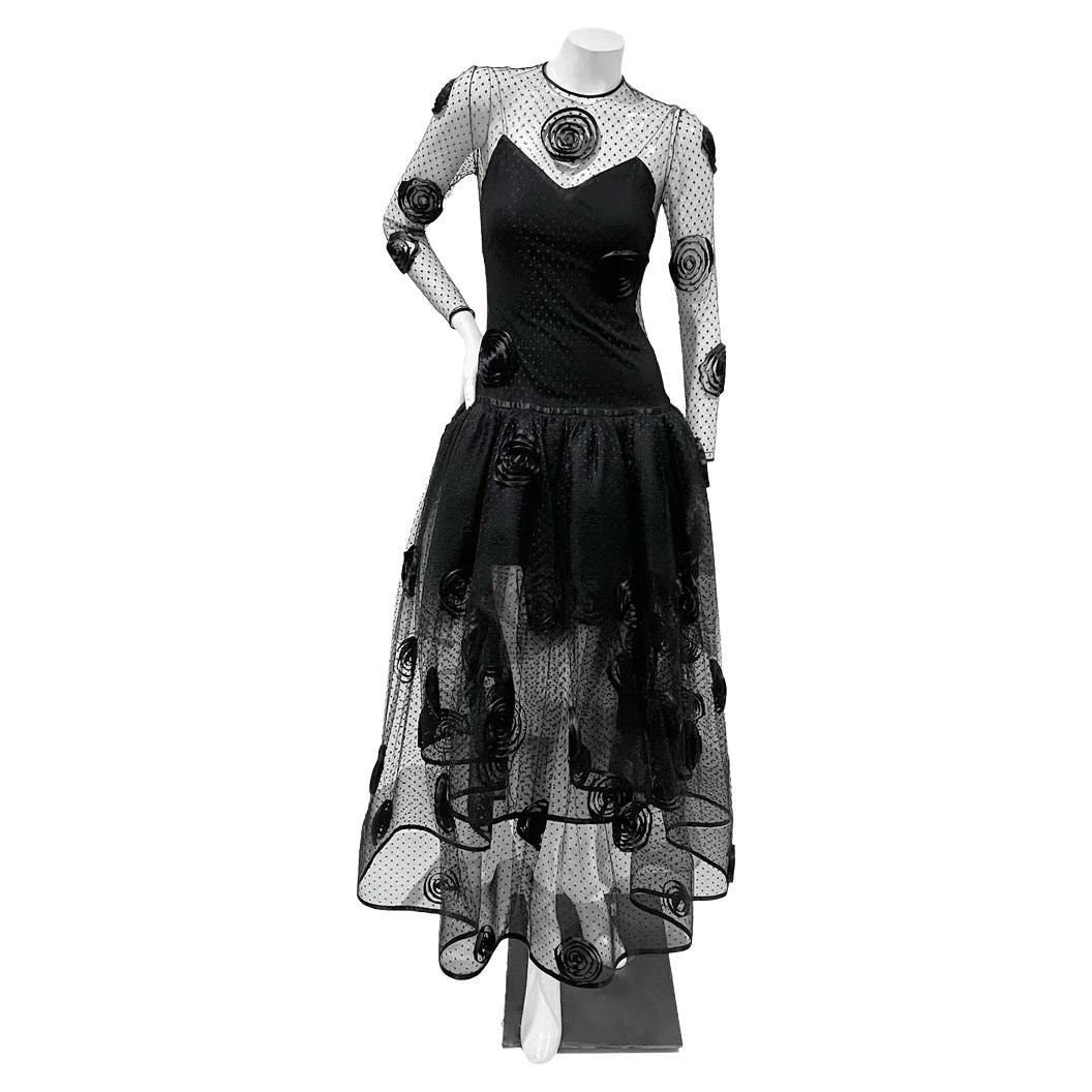 Vintage James Galanos Vintage Spitzenwirbel-Kleid (ca. 80er/90er Jahre) im Angebot