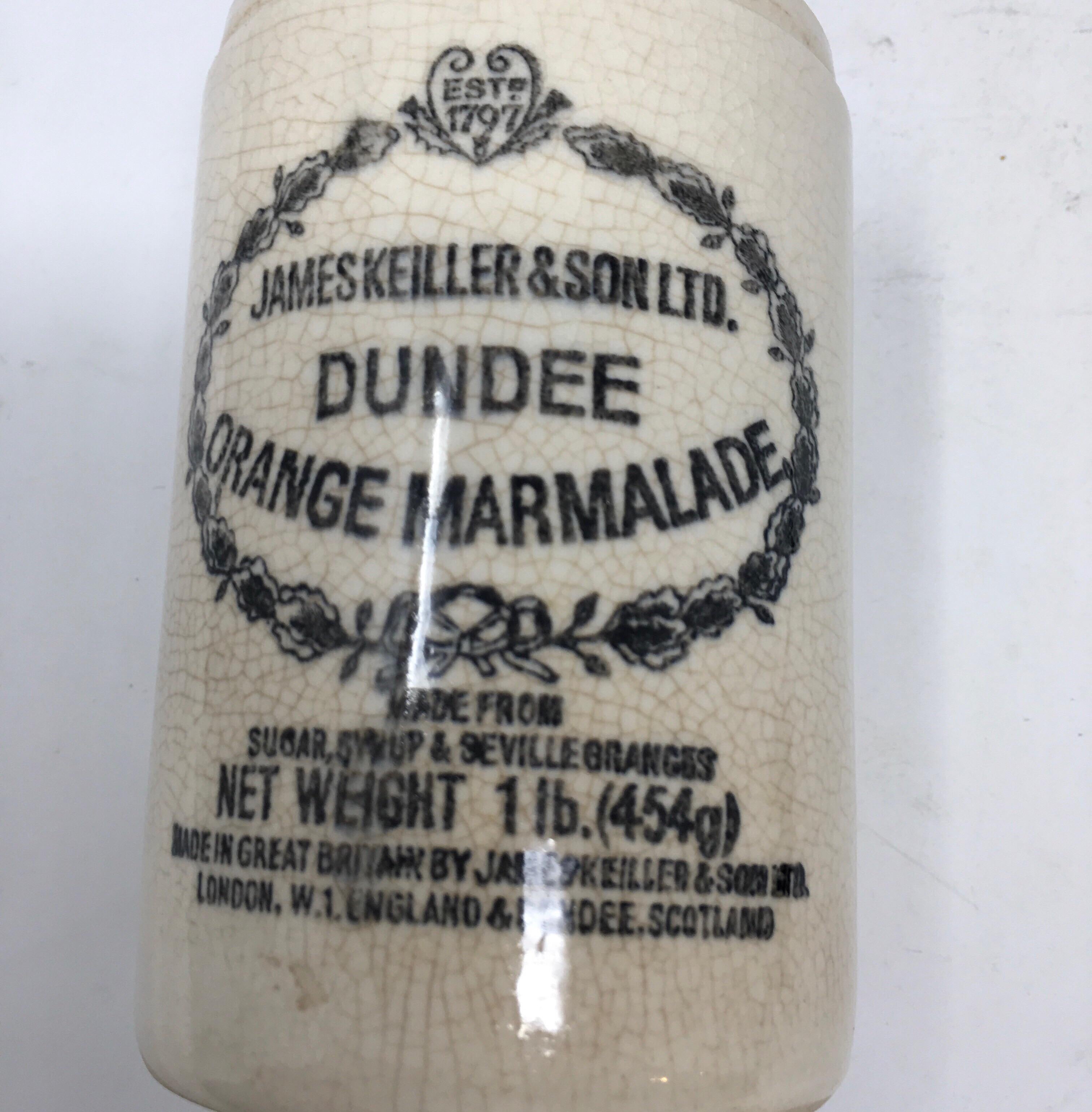 English Vintage James Keller & Sons Dundee Marmalade Ironstone Jar
