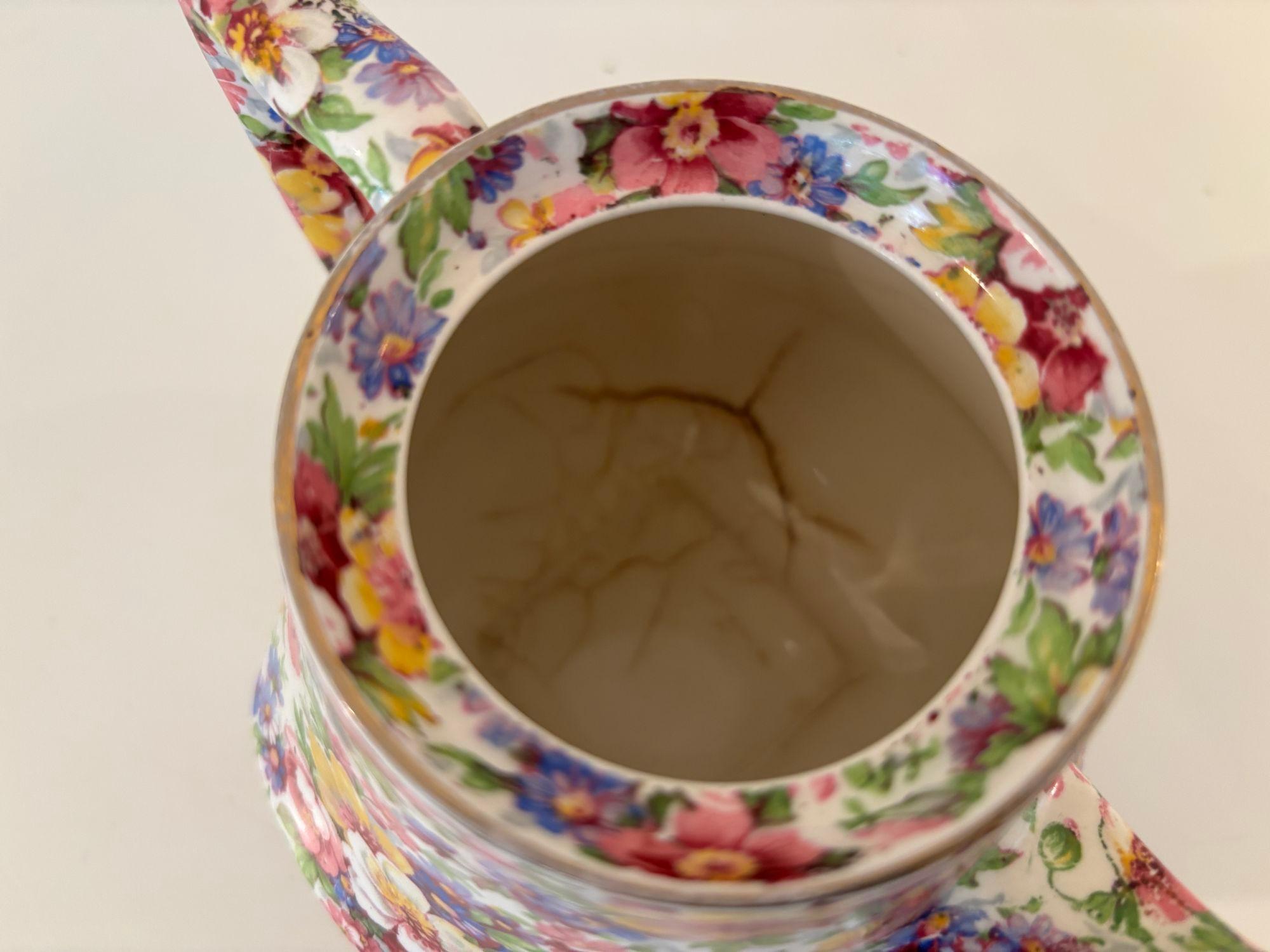 Vintage James Kent Fenton Du Barry Chintz Floral Teekanne Made in England im Angebot 5