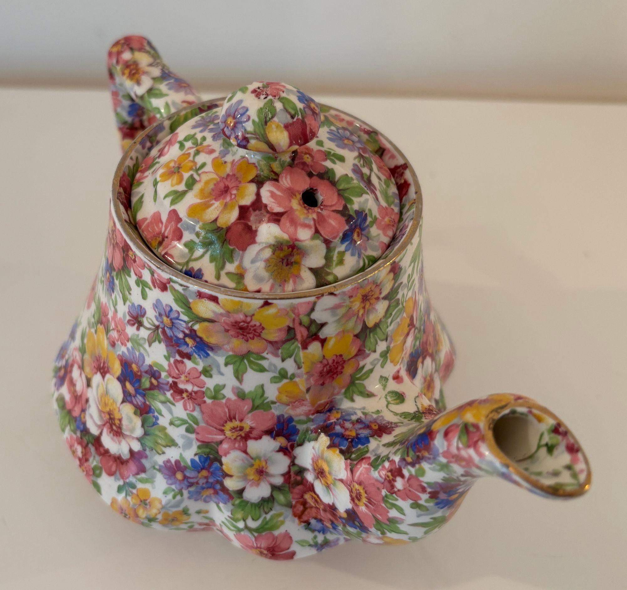 Vintage James Kent Fenton Du Barry Chintz Floral Teekanne Made in England im Angebot 6
