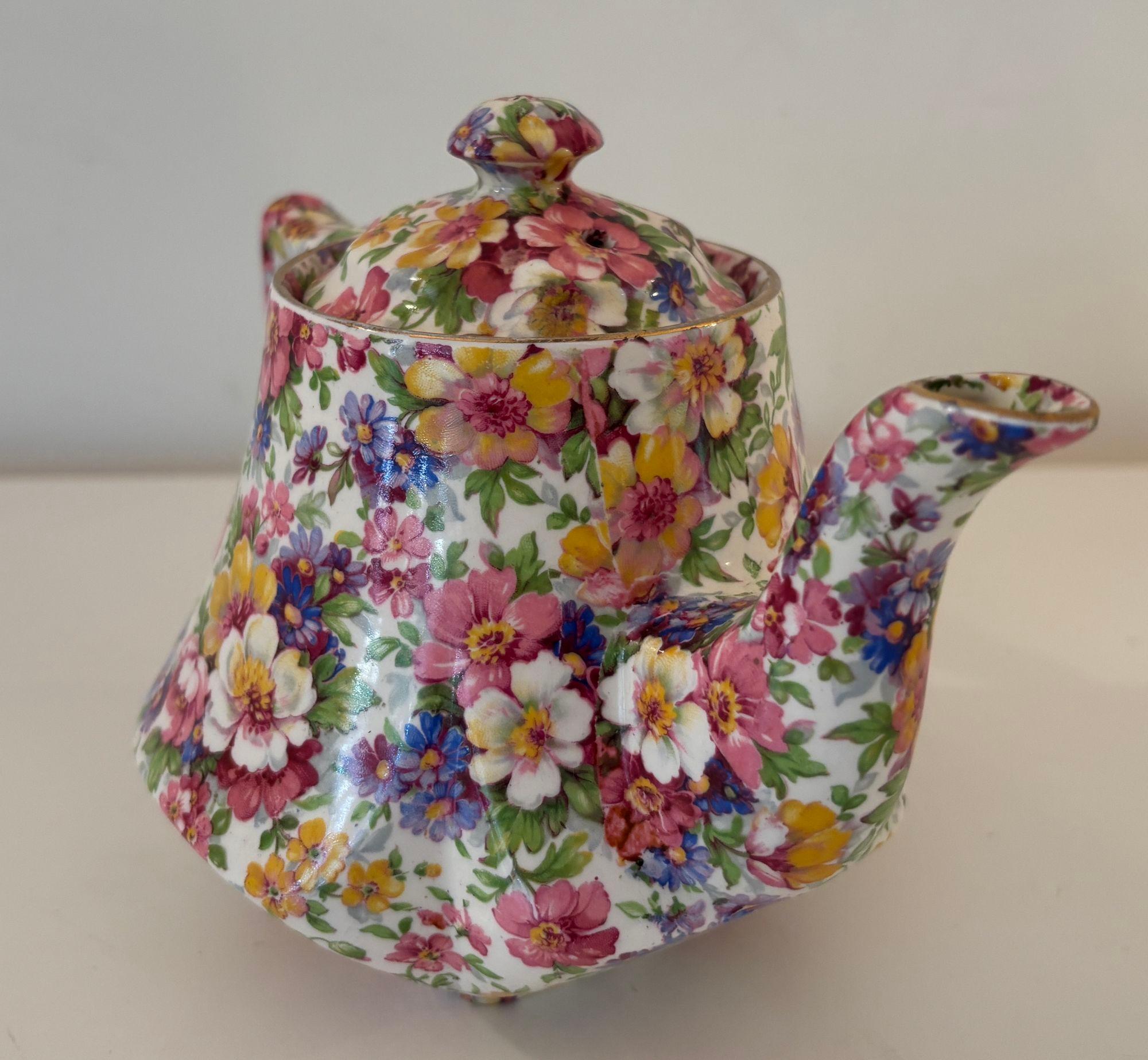 Vintage James Kent Fenton Du Barry Chintz Floral Teekanne Made in England im Angebot 7