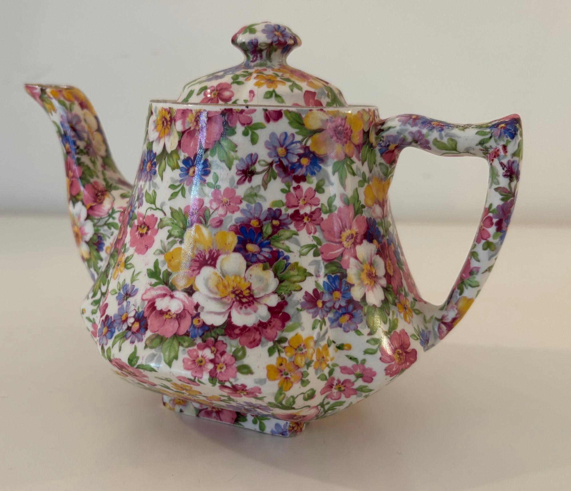 Vintage James Kent Fenton Du Barry Chintz Floral Teekanne Made in England im Angebot 8
