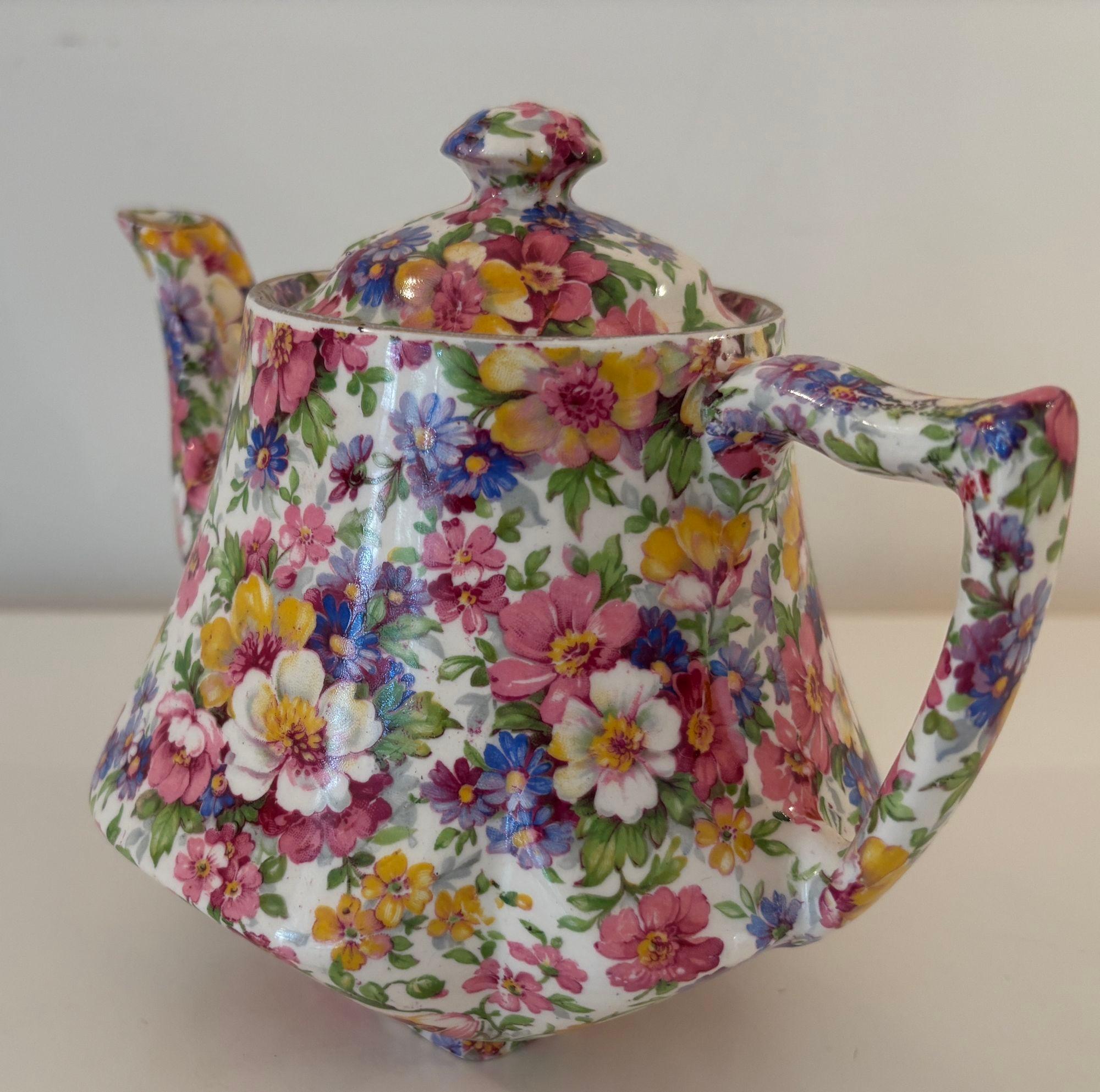 Vintage James Kent Fenton Du Barry Chintz Floral Teekanne Made in England im Angebot 9