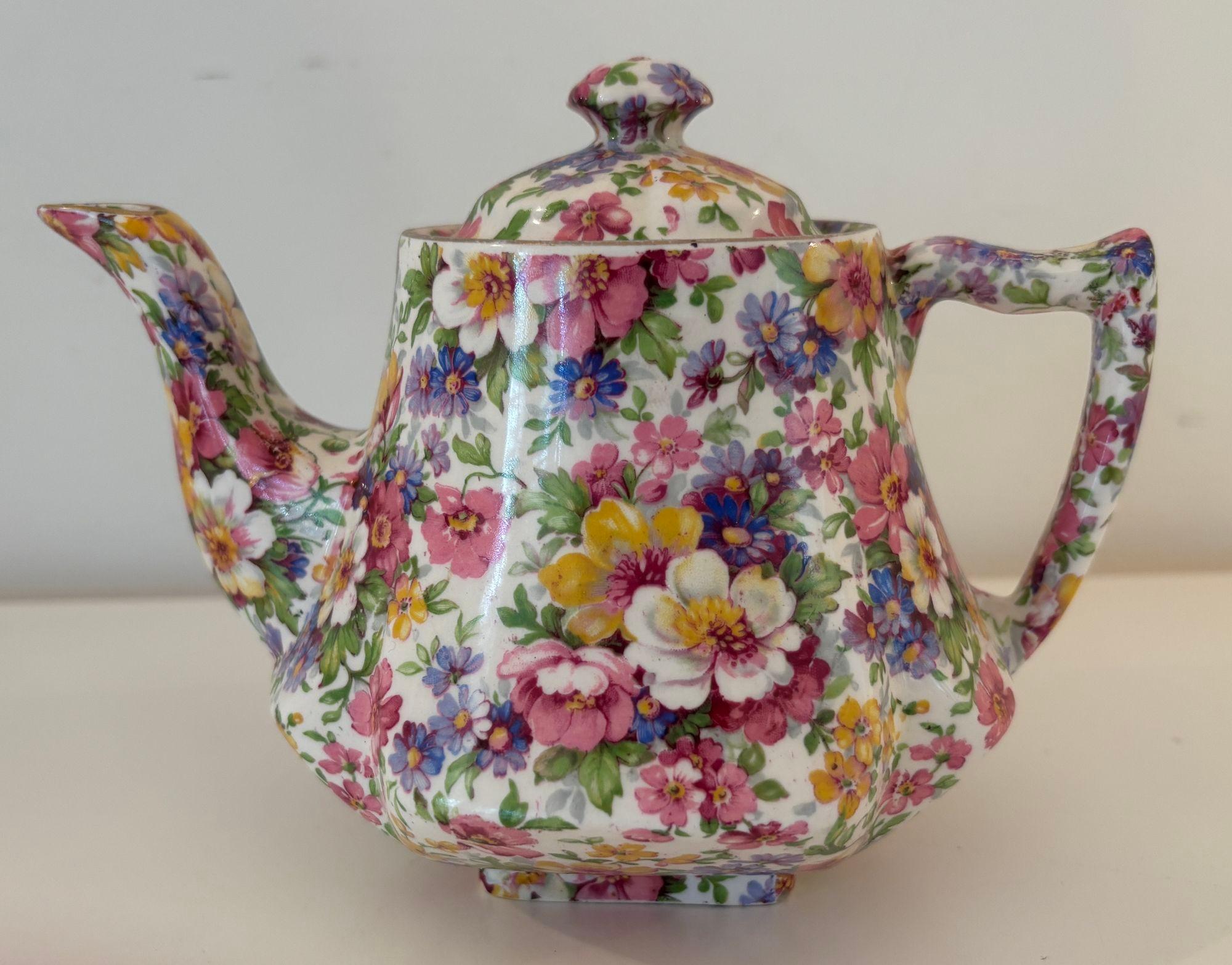 Vintage James Kent Fenton Du Barry Chintz Floral Teekanne Made in England im Angebot 10