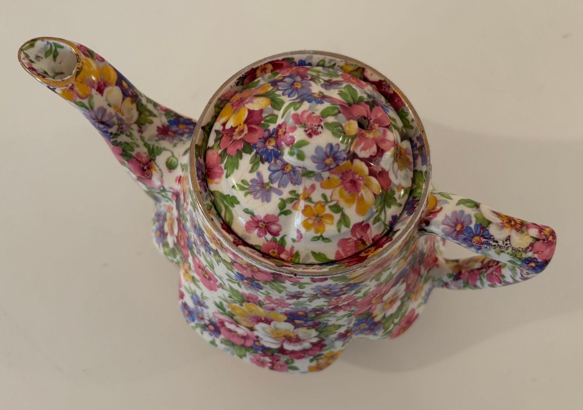 Vintage James Kent Fenton Du Barry Chintz Floral Teekanne Made in England (Viktorianisch) im Angebot