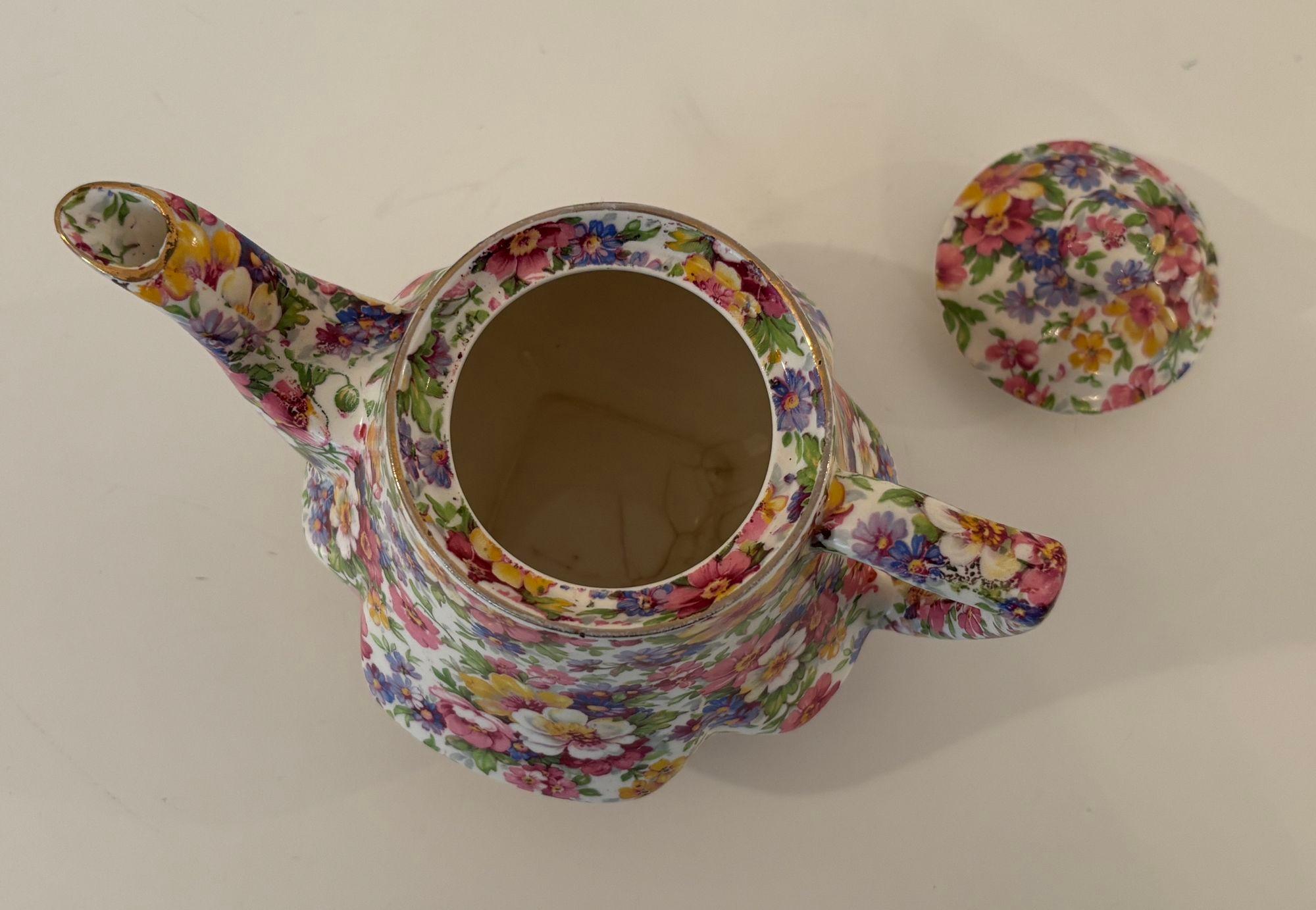 Vintage James Kent Fenton Du Barry Chintz Floral Teekanne Made in England (Englisch) im Angebot
