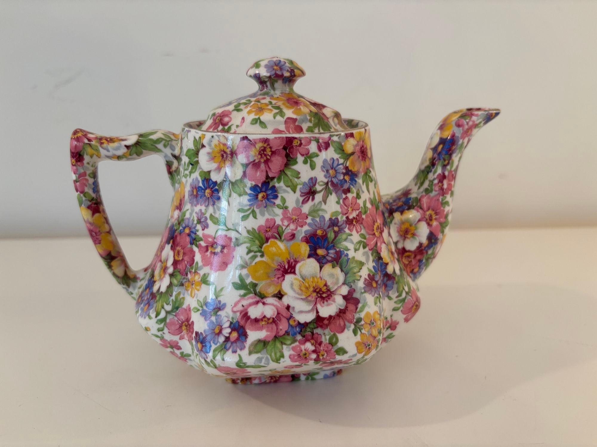 Vintage James Kent Fenton Du Barry Chintz Floral Teekanne Made in England im Angebot 2
