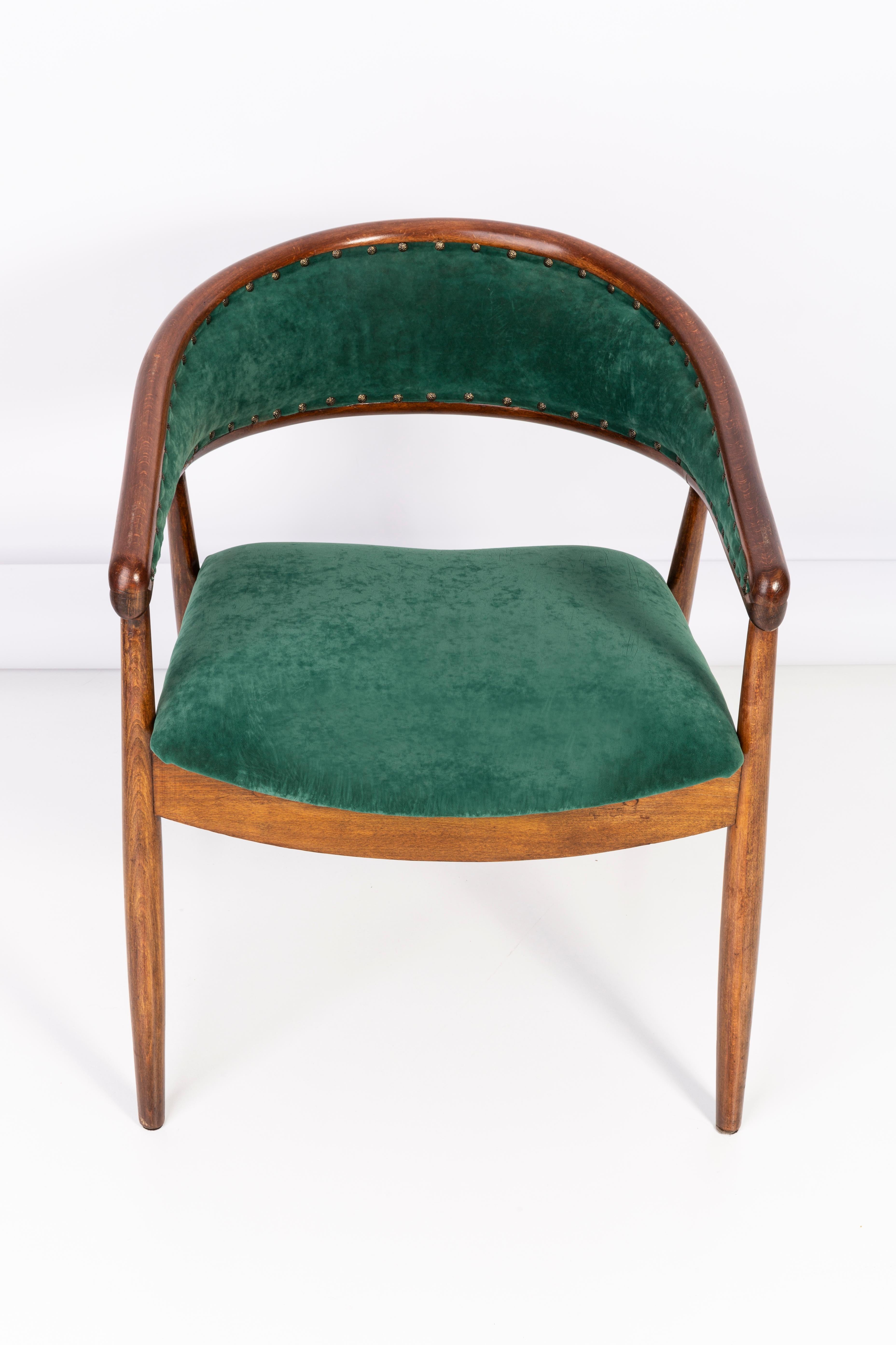 Vintage James Mont Bent Beech Armchair, Dark Green, 1960s In Excellent Condition For Sale In 05-080 Hornowek, PL