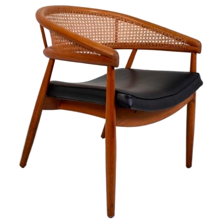 James Mont King Cole Armchair, Beechwood and Naugahyde, Mid