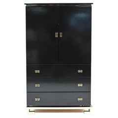 Vintage James Mont Style Black Lacquer Cabinet