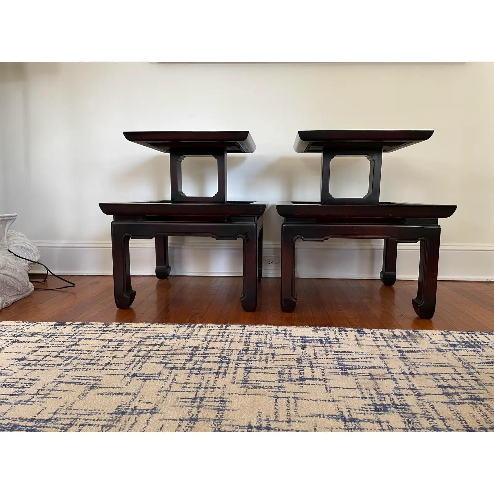 Vintage James Mont Style Ming Tiered End Tables For Sale 3