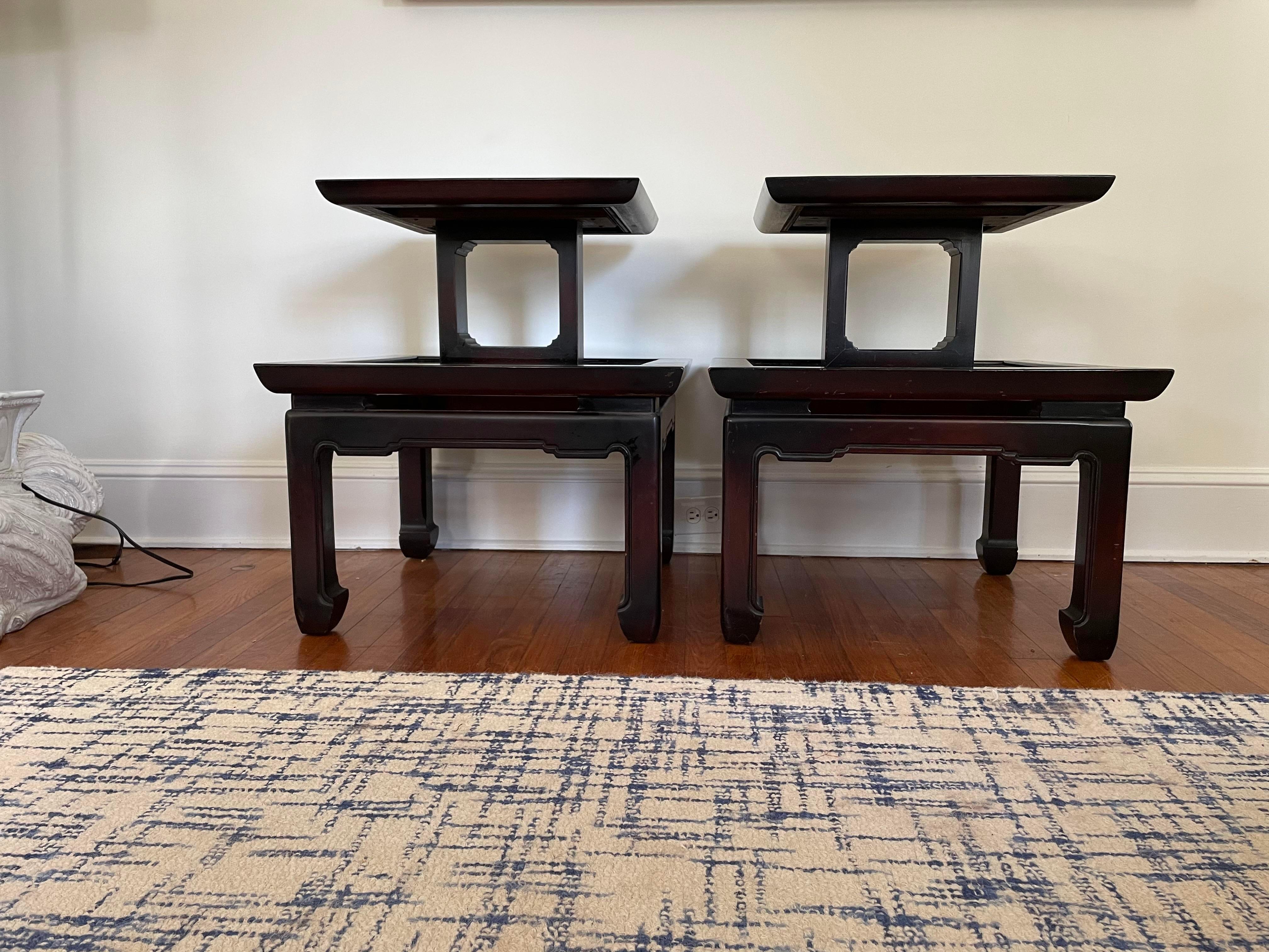 Vintage James Mont Style Ming Tiered End Tables For Sale 4